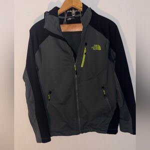 The North Face Men's Black and Gray Performance Jacket with Neon Accents